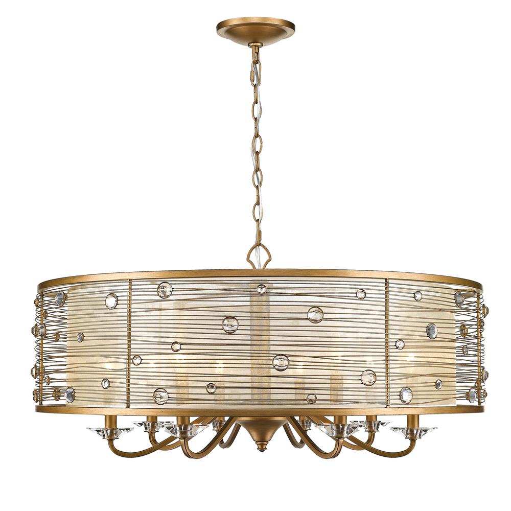 Golden Lighting 1993-8 PG Joia 8 Light Chandelier in Peruvian Gold with a Sheer Filigree Mist Shade